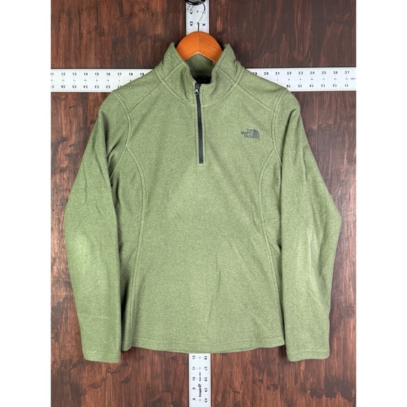 The North Face Shirt‎ Fleece Quarter Zip Pullover Sweater Green Women's Medium - Picture 1 of 9